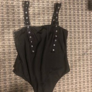 Belt strap black bodysuit